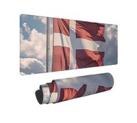 Large Gaming Mouse Pad Denmark Danish Flag Desk Mat Protector for Desktop Mousepad Waterproof Writing Pads with Anti-Slip Rubber Base Keyboard Pad for Gamer Office Home 31.5" x 12"