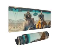 Large Gaming Mouse Pad - Desert Monkeys Drive Rubber Base Desk Mat, Desk Pad with Stitched Edges, Mousepad for Laptop, PC Keyboard Mouse Mat for Work Game Office 12x31.5 Inch