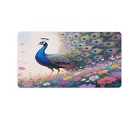 Large Gaming Mouse Pad Desk Mat for Desktop Colorful Peacock in Flower Sea Extended Mousepad with Stitched Edges Aesthetic Cute Desk Pad Protector for Computer Keyboard, Laptop, Office, Home