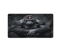 Large Gaming Mouse Pad Desk Mat for Desktop Gorilla on The Ground Extended Mousepad with Stitched Edges Aesthetic Cute Desk Pad Protector for Computer Keyboard, Laptop, Office, Home