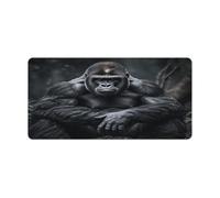 Large Gaming Mouse Pad Desk Mat for Desktop Gorilla on The Ground Extended Mousepad with Stitched Edges Aesthetic Cute Desk Pad Protector for Computer Keyboard, Laptop, Office, Home