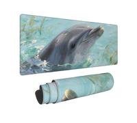 Large Gaming Mouse Pad Dolphins Art Desk Mat Protector for Desktop Mousepad Waterproof Writing Pads with Anti-Slip Rubber Base Keyboard Pad for Gamer Office Home 31.5" x 12"