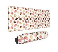 Large Gaming Mouse Pad, Donut Print White Computer Keyboard Pad Desk Pad, Non-Slip Desk Matt for Desktop, Mousepad for Office Home Desk Accessories 12x31.5