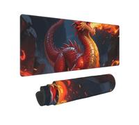 Large Gaming Mouse Pad Dragon Fire Desk Mat Protector for Desktop Mousepad Waterproof Writing Pads with Anti-Slip Rubber Base Keyboard Pad for Gamer Office Home 31.5" x 12"