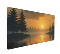 Large Gaming Mouse Pad, Elegant Orange Sunset Lake Print Desk Keyboard Pad, Non-Slip Desk Mat for Desktop Keyboard and Mouse, Mousepad for Office Home Accessories 16x35.5