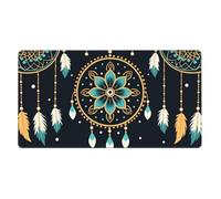 Large Gaming Mouse Pad, Elegant Teal Dreamcatcher Print Desk Keyboard Pad, Non-Slip Desk Mat for Desktop Keyboard and Mouse, Mousepad for Office Home Accessories 16x29.5