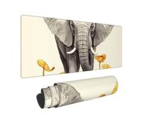 Large Gaming Mouse Pad Elephant and Sunflower Desk Mat Protector for Desktop Mousepad Waterproof Writing Pads with Anti-Slip Rubber Base Keyboard Pad for Gamer Office Home 31.5" x 12"