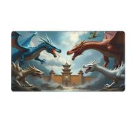 Large Gaming Mouse Pad, Epic Colorful Dragon Clash Print Desk Keyboard Pad, Non-Slip Desk Mat for Desktop Keyboard and Mouse, Mousepad for Office Home Accessories 16x29.5