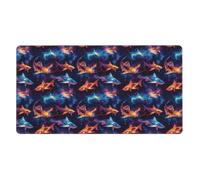 Large Gaming Mouse Pad, Fantasy Shark Print Desk Keyboard Pad, Non-Slip Desk Mat for Desktop Keyboard and Mouse, Mousepad for Office Home Accessories 16x29.5