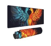Large Gaming Mouse Pad Fire and Water Phoenix Desk Mat Protector for Desktop Mousepad Waterproof Writing Pads with Anti-Slip Rubber Base Keyboard Pad for Gamer Office Home 31.5" x 12"
