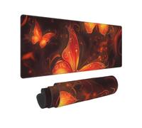 Large Gaming Mouse Pad Fire Flowers Butterfly Desk Mat Protector for Desktop Mousepad Waterproof Writing Pads with Anti-Slip Rubber Base Keyboard Pad for Gamer Office Home 31.5" x 12"