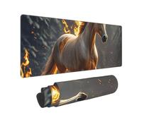 Large Gaming Mouse Pad Flame Horse Desk Mat Protector for Desktop Mousepad Waterproof Writing Pads with Anti-Slip Rubber Base Keyboard Pad for Gamer Office Home 31.5" x 12"