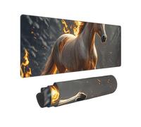 Large Gaming Mouse Pad Flame Horse Desk Mat Protector for Desktop Mousepad Waterproof Writing Pads with Anti-Slip Rubber Base Keyboard Pad for Gamer Office Home 31.5" x 12"
