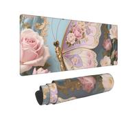 Large Gaming Mouse Pad Floral Butterfly Desk Mat Protector for Desktop Mousepad Waterproof Writing Pads with Anti-Slip Rubber Base Keyboard Pad for Gamer Office Home 31.5" x 12"