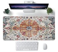 Large Gaming Mouse Pad for Desk,Boho Carpet Style Desk Mat for Desktop,Boho Rug Desk Pad,Extended Big Computer Keyboard Mouse Pad with Non-Slip Base and Stitched Edges 35.4"x15.7"