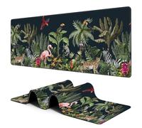 Large Gaming Mouse Pad for Desk Jungle Animals Big Desk Mat Tropical Extended Mousepad with Stitched Edge and Non-Slip Base Long Computer Keyboard Mouse Mat for Home Office Work, 11.8 x 31.5 Inch