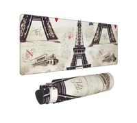Large Gaming Mouse Pad French Paris Tour Eiffel Tower Desk Mat Protector for Desktop Mousepad Waterproof Writing Pads with Anti-Slip Rubber Base Keyboard Pad for Gamer Office Home 31.5" x 12"
