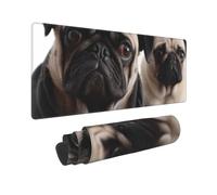Large Gaming Mouse Pad Funny Animal Pug Dog Desk Mat Protector for Desktop Mousepad Waterproof Writing Pads with Anti-Slip Rubber Base Keyboard Pad for Gamer Office Home 31.5" x 12"