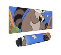 Large Gaming Mouse Pad Funny Raccoon Desk Mat Protector for Desktop Mousepad Waterproof Writing Pads with Anti-Slip Rubber Base Keyboard Pad for Gamer Office Home 31.5" x 12"