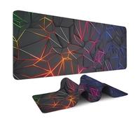 Large Gaming Mouse Pad, Geometric Neon Desk Mat with Non-Slip Rubber Base, Waterproof Keyboard Pad with Stitched Edges for Gaming, Office, Home