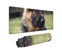 Large Gaming Mouse Pad German Shepherd Puppy Desk Mat Protector for Desktop Mousepad Waterproof Writing Pads with Anti-Slip Rubber Base Keyboard Pad for Gamer Office Home 31.5" x 12"