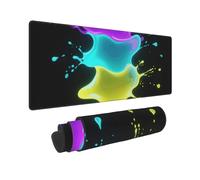 Large Gaming Mouse Pad Glow in Dark Splatter Neon Desk Mat Protector for Desktop Mousepad Waterproof Writing Pads with Anti-Slip Rubber Base Keyboard Pad for Gamer Office Home 31.5" x 12"