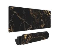 Large Gaming Mouse Pad Gold Black Marble Desk Mat Protector for Desktop Mousepad Waterproof Writing Pads with Anti-Slip Rubber Base Keyboard Pad for Gamer Office Home 31.5" x 12"