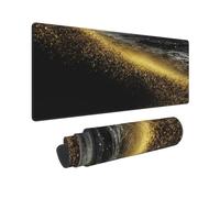 Large Gaming Mouse Pad Gold Black Sand Desk Mat Protector for Desktop Mousepad Waterproof Writing Pads with Anti-Slip Rubber Base Keyboard Pad for Gamer Office Home 31.5" x 12"