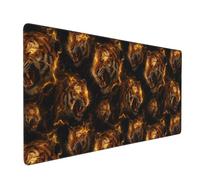 Large Gaming Mouse Pad, Gold Tiger Dark Print Desk Keyboard Pad, Non-Slip Desk Mat for Desktop Keyboard and Mouse, Mousepad for Office Home Accessories 16x35.5