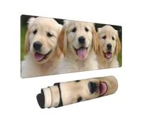Large Gaming Mouse Pad Golden Retriever Puppies Desk Mat Protector for Desktop Mousepad Waterproof Writing Pads with Anti-Slip Rubber Base Keyboard Pad for Gamer Office Home 31.5" x 12"