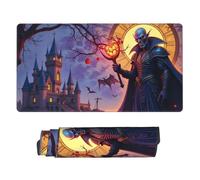 Large Gaming Mouse Pad - Gothic Black Sorcerer Print Desk Mat with Stitched Edges, Rubber Base Desk Pad, Mousepad for Laptop, PC Keyboard Mouse Mat for Work Game Office16x29.5in