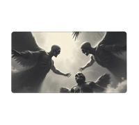 Large Gaming Mouse Pad, Gothic Gray Angels Print Desk Keyboard Pad, Non-Slip Desk Mat for Desktop Keyboard and Mouse, Mousepad for Office Home Accessories 16x29.5