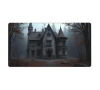Large Gaming Mouse Pad, Gothic Gray Mansion Print Desk Keyboard Pad, Non-Slip Desk Mat for Desktop Keyboard and Mouse, Mousepad for Office Home Accessories 16x29.5