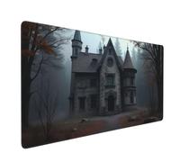 Large Gaming Mouse Pad, Gothic Gray Mansion Print Desk Keyboard Pad, Non-Slip Desk Mat for Desktop Keyboard and Mouse, Mousepad for Office Home Accessories 16x35.5