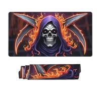 Large Gaming Mouse Pad - Gothic Purple Reaper Print Rubber Base Desk Mat, Desk Pad with Stitched Edges, Mousepad for Laptop, PC Keyboard Mouse Mat for Work Game Office 16x29.5in