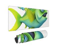 Large Gaming Mouse Pad Green Fish Desk Mat Protector for Desktop Mousepad Waterproof Writing Pads with Anti-Slip Rubber Base Keyboard Pad for Gamer Office Home 31.5" x 12"