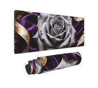 Large Gaming Mouse Pad Grey Rose Pattern Desk Mat Protector for Desktop Mousepad Waterproof Writing Pads with Anti-Slip Rubber Base Keyboard Pad for Gamer Office Home 31.5" x 12"