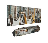 Large Gaming Mouse Pad Guitar Bass Music Musical Instrument Desk Mat Protector for Desktop Mousepad Waterproof Writing Pads with Anti-Slip Rubber Base Keyboard Pad for Gamer Office Home 31.5" x 12"