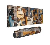 Large Gaming Mouse Pad Guitar Bass Music Musical Instruments Desk Mat Protector for Desktop Mousepad Waterproof Writing Pads with Anti-Slip Rubber Base Keyboard Pad for Gamer Office Home 31.5" x 12"