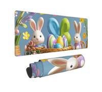 Large Gaming Mouse Pad Happy Easter Desk Mat Protector for Desktop Mousepad Waterproof Writing Pads with Anti-Slip Rubber Base Keyboard Pad for Gamer Office Home 31.5" x 12"