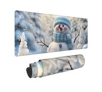 Large Gaming Mouse Pad Happy Snowman Desk Mat Protector for Desktop Mousepad Waterproof Writing Pads with Anti-Slip Rubber Base Keyboard Pad for Gamer Office Home 31.5" x 12"
