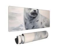 Large Gaming Mouse Pad Harp Seal Painting Desk Mat Protector for Desktop Mousepad Waterproof Writing Pads with Anti-Slip Rubber Base Keyboard Pad for Gamer Office Home 31.5" x 12"