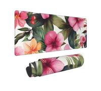Large Gaming Mouse Pad Hawaiian Flower Print Desk Mat Protector for Desktop Mousepad Waterproof Writing Pads with Anti-Slip Rubber Base Keyboard Pad for Gamer Office Home 31.5" x 12"