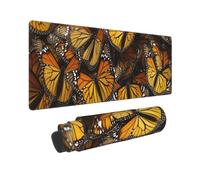 Large Gaming Mouse Pad Heaps of Orange Monarch Butterflies Desk Mat Protector for Desktop Mousepad Waterproof Writing Pads with Anti-Slip Rubber Base Keyboard Pad for Gamer Office Home 31.5" x 12"