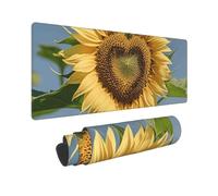 Large Gaming Mouse Pad Heart Shaped Sunflower Desk Mat Protector for Desktop Mousepad Waterproof Writing Pads with Anti-Slip Rubber Base Keyboard Pad for Gamer Office Home 31.5" x 12"