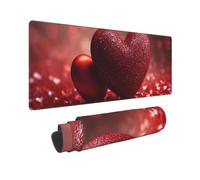 Large Gaming Mouse Pad Heart Wallpaper Love Desk Mat Protector for Desktop Mousepad Waterproof Writing Pads with Anti-Slip Rubber Base Keyboard Pad for Gamer Office Home 31.5" x 12"