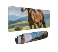 Large Gaming Mouse Pad Horse Running in Field Desk Mat Protector for Desktop Mousepad Waterproof Writing Pads with Anti-Slip Rubber Base Keyboard Pad for Gamer Office Home 31.5" x 12"