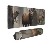 Large Gaming Mouse Pad Hunting Deer Bear Elk Desk Mat Protector for Desktop Mousepad Waterproof Writing Pads with Anti-Slip Rubber Base Keyboard Pad for Gamer Office Home 31.5" x 12"