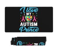 Large Gaming Mouse Pad - I Love My Autism Rubber Base Desk Mat, Desk Pad with Stitched Edges, Mousepad for Laptop, PC Keyboard Mouse Mat for Work Game Office 16x29.5in