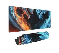 Large Gaming Mouse Pad Ice and Fire Dragons Desk Mat Protector for Desktop Mousepad Waterproof Writing Pads with Anti-Slip Rubber Base Keyboard Pad for Gamer Office Home 31.5" x 12"